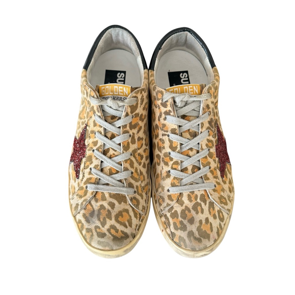 Golden Goose Super Star Glitter Leopard Print Leather Sneakers - Picture 11 of 17